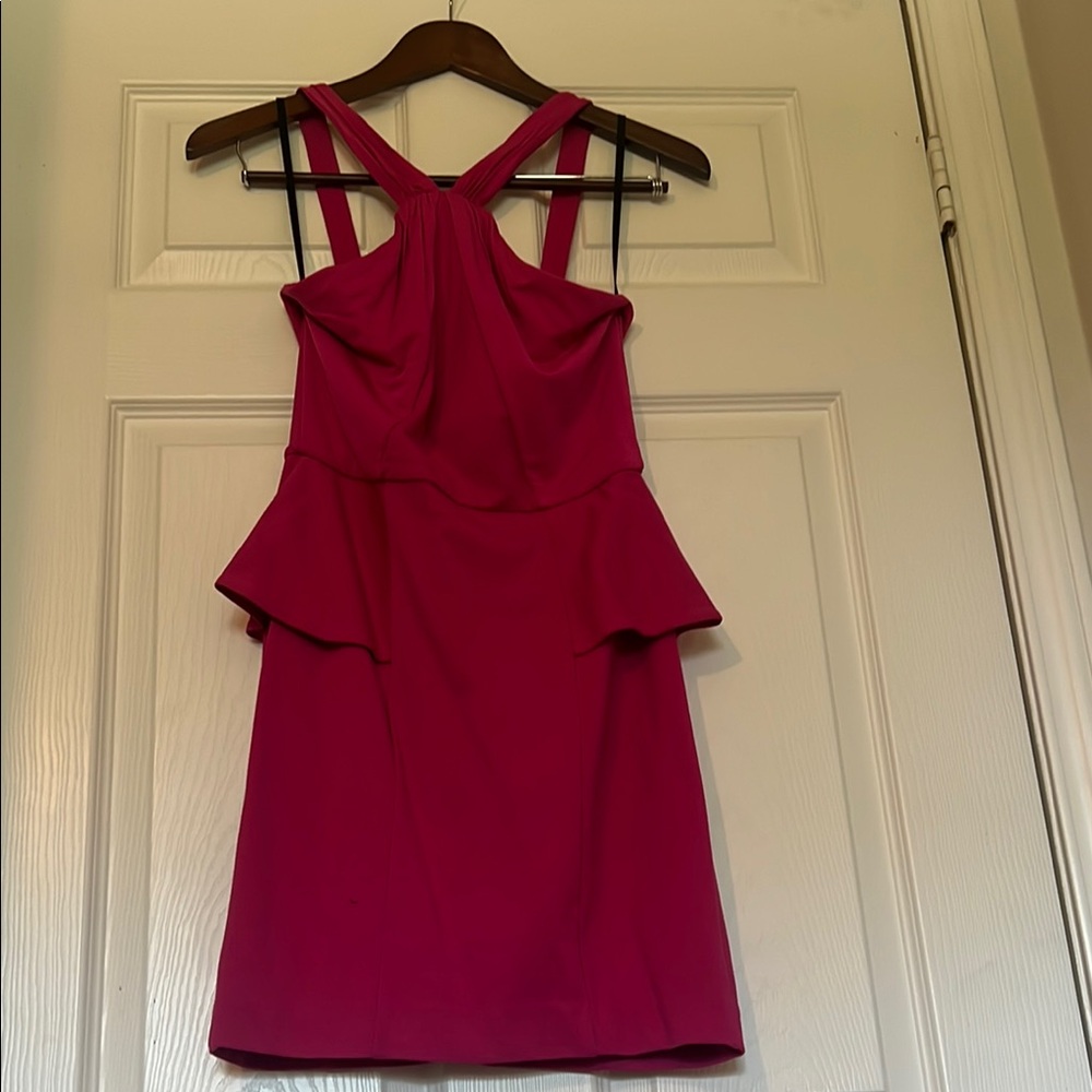 Bebe Red Peplum Halter Mini Dress
